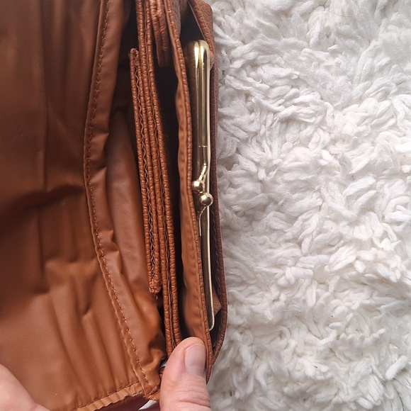 Vintage Brown Paisley Envelope Snap Leather Vinyl Wallet Pouch Clutch - Picture 3 of 15